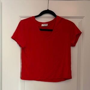 lululemon athletica Red Crop Fitted Short Sleeve Crew Neck T-Shirt